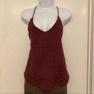 Kimchi Blue Maroon Flower Lace Tank Top